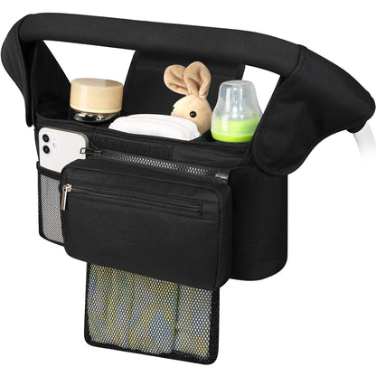 Accmor Universal Stroller Organizer with Insulated Cup Holder Detachable Phone Bag and Shoulder Strap,Stroller Bag Caddy Organizer Fits for Uppababy, Baby Jogger, Britax Strollers