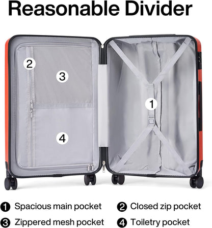 Hanke 29 Inch Luggage Suitcases With Spinner Wheels Lightweight PC hardside Rolling Suitcase With Travel Lock, Checked-Large 29-Inch Christmas Gifts for Birthday （Orange）