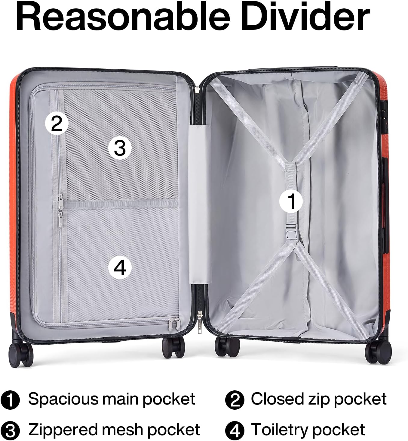 Hanke 24 Inch Luggage Suitcases With Spinner Wheels Lightweight PC Hard Shell Rolling Suitcase With Travel Lock,Checked-Medium 24-Inch （Orange）