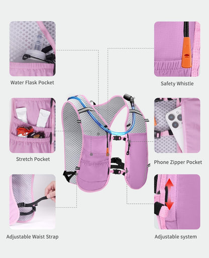 ECOHUB Running Hydration Vest Backpack,Lightweight Breathable Pack with 2L Water Bladder Bag Daypack for Hiking Trail Running Cycling Race Marathon for Women Men