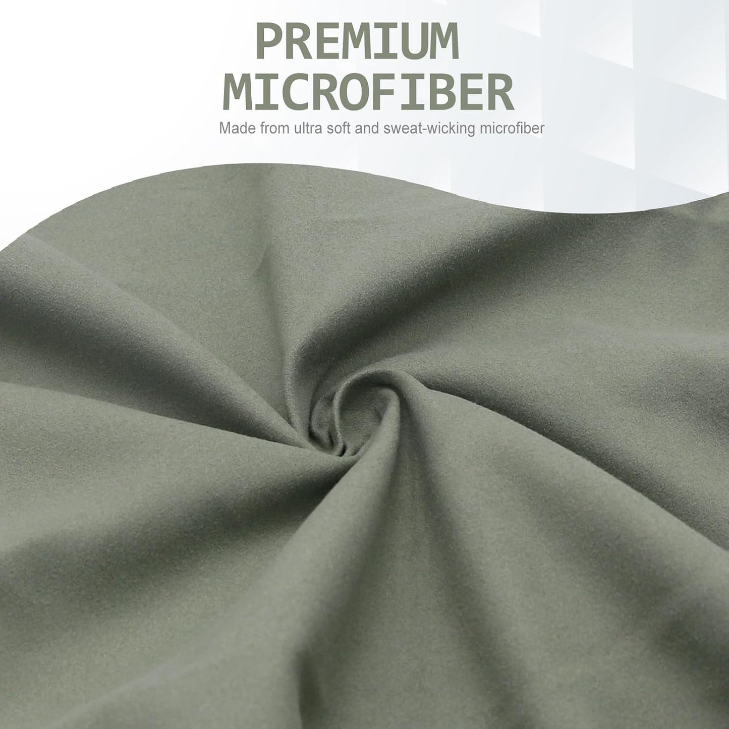 Eunzel 2 Pack Quick Dry Camping Towel, Microfiber Travel Towel 3 Size at 1 Pack,Fast Drying Towel Set for Camping, Beach, Gym, Sports, Yoga & Swimming Pool, Army Green/Orange