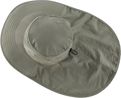 Home Prefer Outdoor UPF50+ Sun Hat Wide Brim Mesh Fishing Hat with Neck Flap