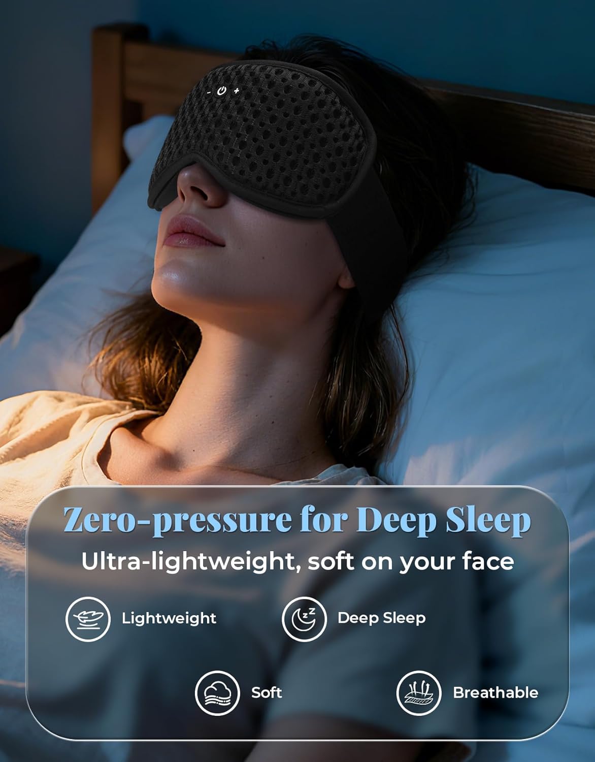 Adjustable 3D Contoured Sleep Mask with Bluetooth Headphones, Eye Masks for Sleeping, Wireless Sleeping Headphones for Men, Women, Cool Gadget Gift