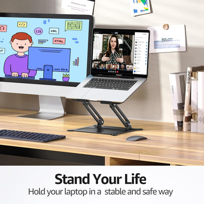 Urmust Laptop Notebook Stand Holder Adjustable Laptop Stand Portable Computer Riser Compatible with MacBook Air Pro HP Dell XPS Lenovo All Laptops 10-15.6"(Black)