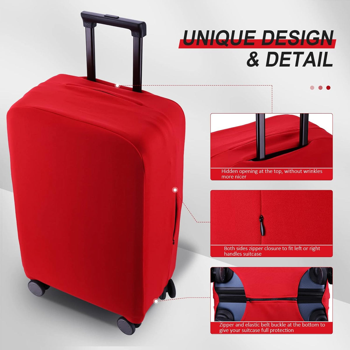 Travel Luggage Cover - Scratch-Resistant Fit 19-31 Inch, Red, 3XL (32-33inch)
