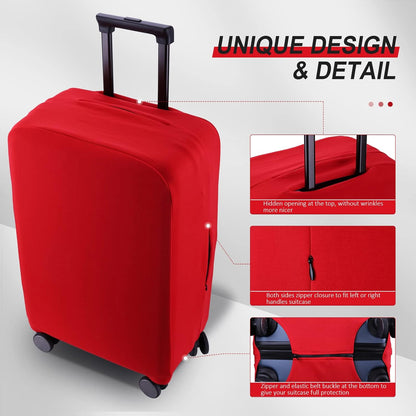 Travel Luggage Cover Suitcase Protector Scratch-Resistant Fit 19-31 Inch Suitcase, Not Included Suitcase (Red, M(24-25 inch))