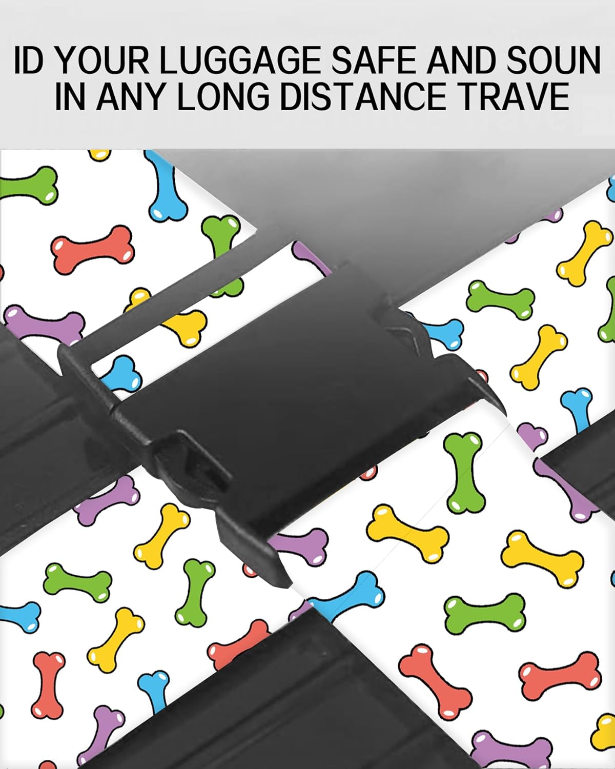 Luggage Straps for Suitcases, Adjustable Travel Belt, Durable Wide Luggage Strap, Cute Suitcase Strap Identifiers with Buckle, Bag Straps for Luggage, Cute Colorful Bones