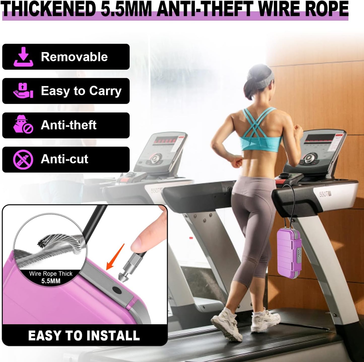 HUANLANG Portable Safe Lock Box with Combination Lock Mini Beach Travel Safe Waterproof Small Lockable Box with Removable Wire Rope Combination Safe Box for Dorm,Travel,Beach,Hotel,Car,Home,Office