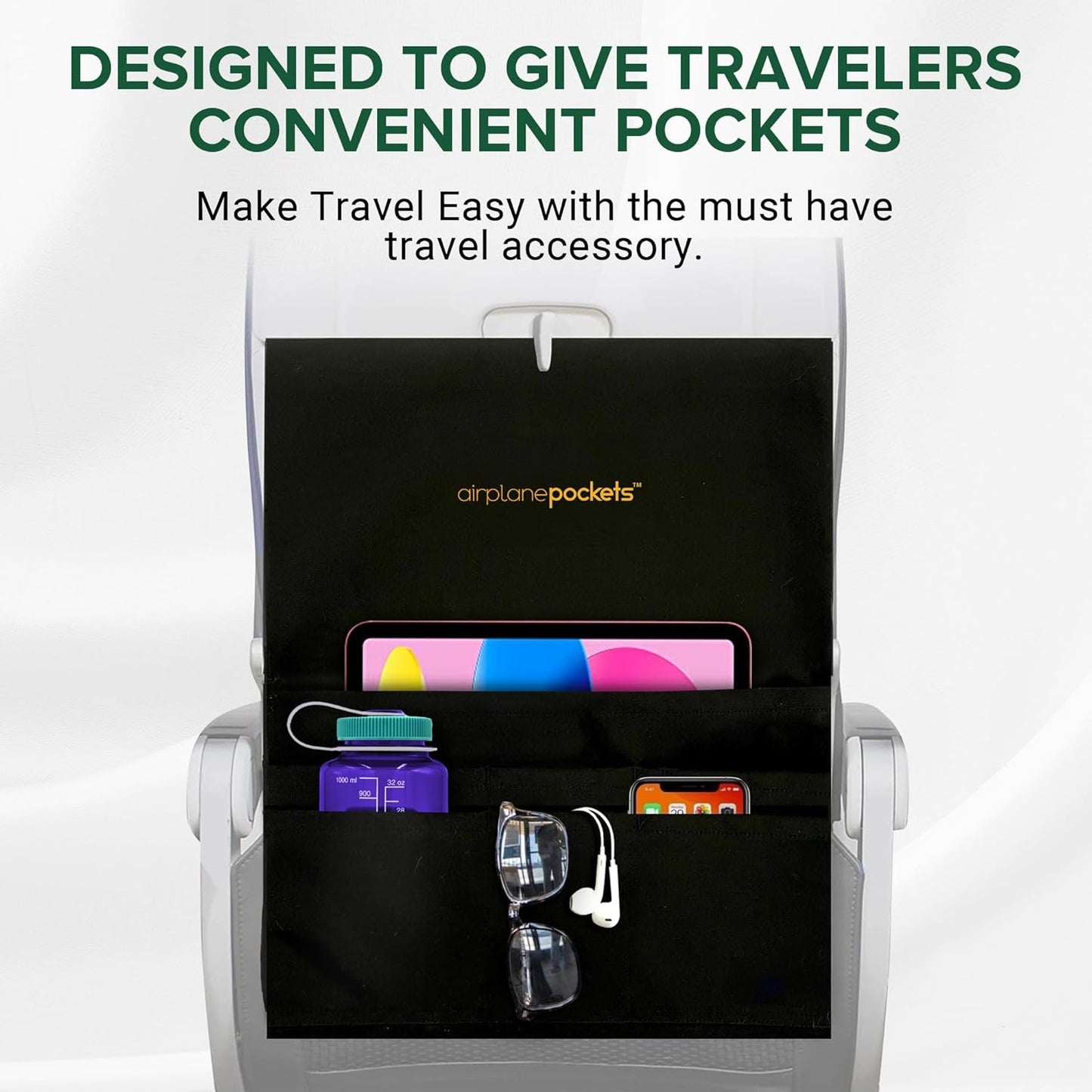 Airplane Pockets - Airplane Accessories - Plane Travel Essentials - Travel Organizer - Seat Storage Organizer - Air Travel Essentials - Seat Back Organizer - International Travel Must Haves