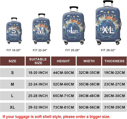 WUJIAONIAO Travel Luggage Cover Baggage Suitcase Cover Protector Skins 18-32 Inch (A9 TRAVEL, S (for 18-20 inch luggage))