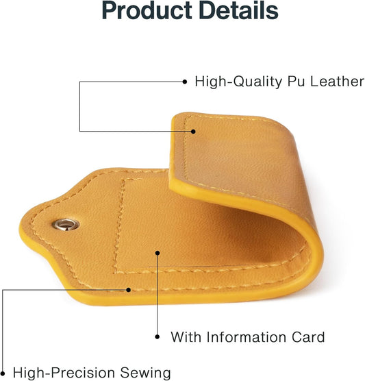 Luggage Tag Faux Leather Premium Travel Suitcase Tags for Baggage Easy to Write Waterproof with Name ID Card for Man Women (Yellow)