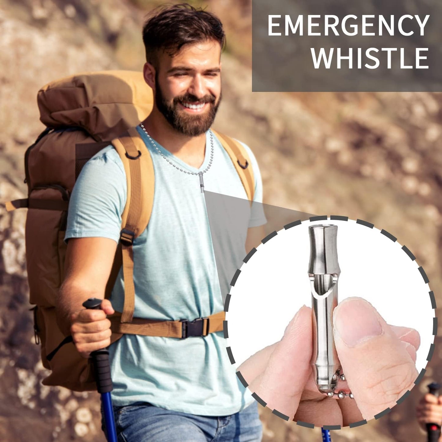 Emergency Whistle,Titanium Whistle EDC Safety Whistle for Outdoor Camping,Loud Survival Whistles Loud up to 120db