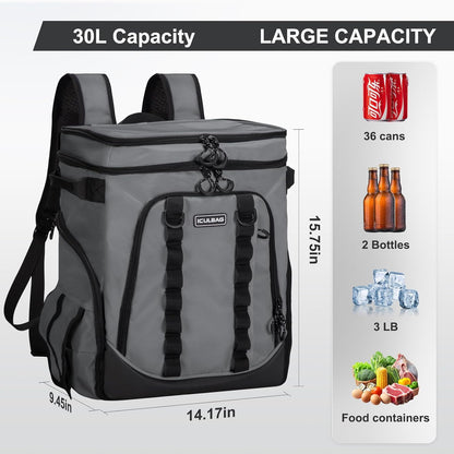 Beach Cooler Backpack for Men 36cans Insulated Backpack Cooler Lunch Bag for Women Camping Hiking Picnic Travel for 18 Hours Cooling 30L