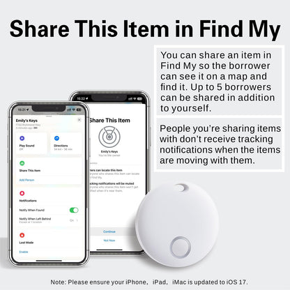 Reyke Smart Tag, Bluetooth Luggage Tracker, Works with Apple Find My (iOS Only), Item Locator for Key, Luggage, Backpack, Wallet, IP67 Waterproof, 4 Pack White