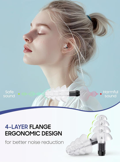 Ear Plugs for Airplane Pressure Relief, 2 Pairs Adults Soft Silicone Reusable Airplane Earplugs 26dB, with Silicone Connector Cord, Travel Essentials for Flying, Ear Protection Earplugs for Plane