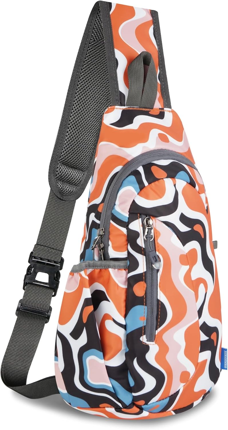TITECOUGO Small Sling Bag, Lightweight Crossbody Backpack for Men Women, Shoulder Bag for Sports and Outdoor