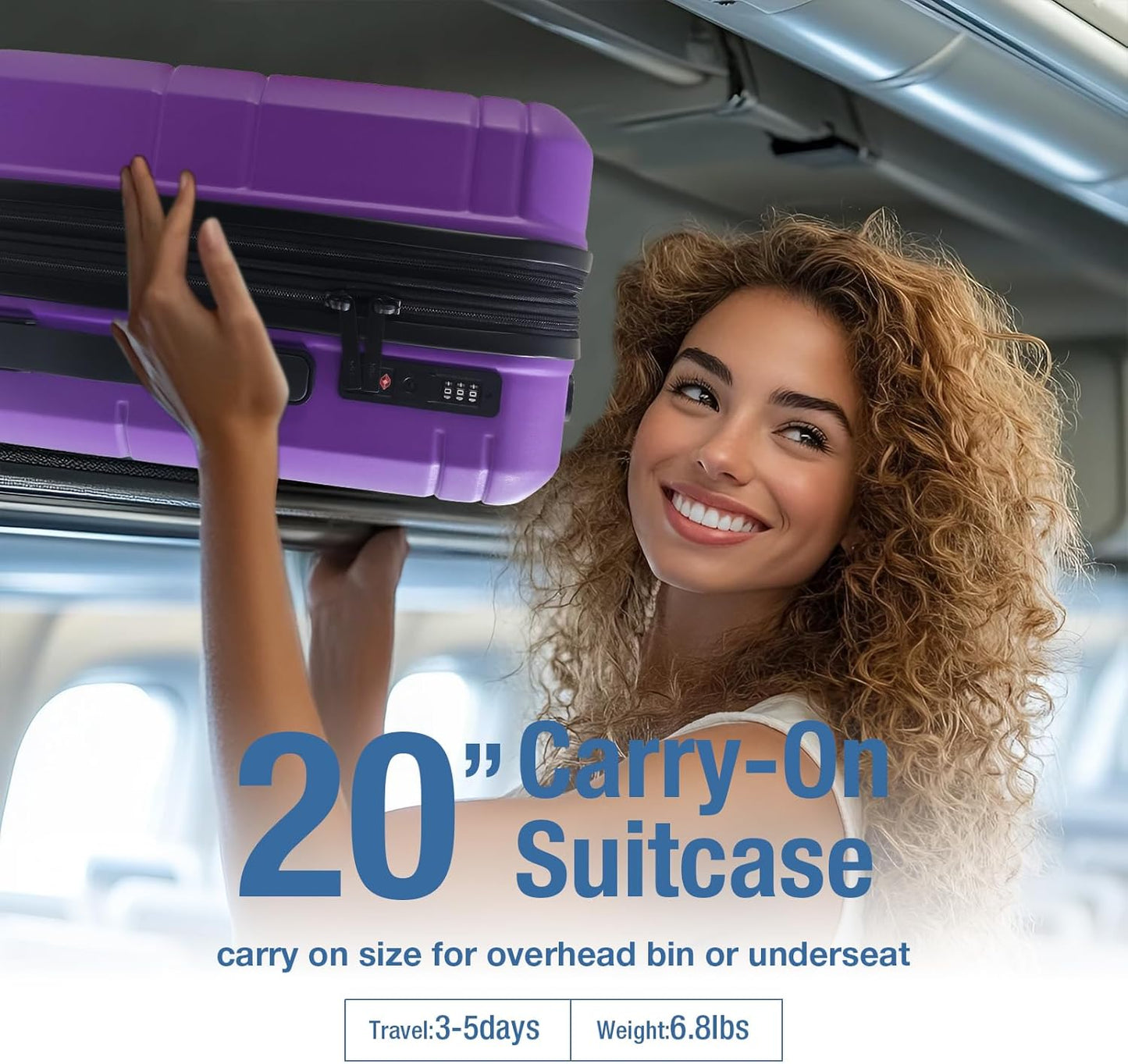 KYME Carry On Luggage 22x14x9 Airline Approved with TSA Lock Hard Shell Carry On Suitcase Lightweight Suitcases with Wheels Small Luggage for Men Women,Carry-On 20 Inch,Purple