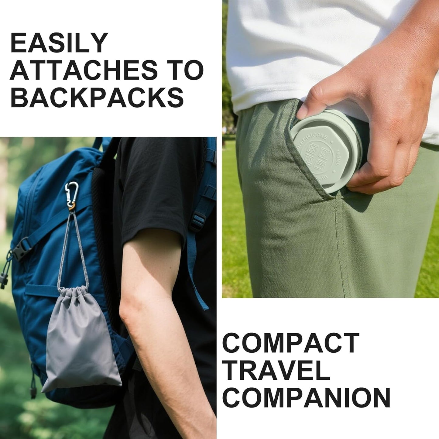 Collapsible Water Cup 6oz/180ml - Collapsible Cup - Silicone Collapsible TravelCup - Silicone Folding Camping Cup with Lids - Foldable Drinking Cup - for Travel, Camping, Hiking, Outdoor Sports