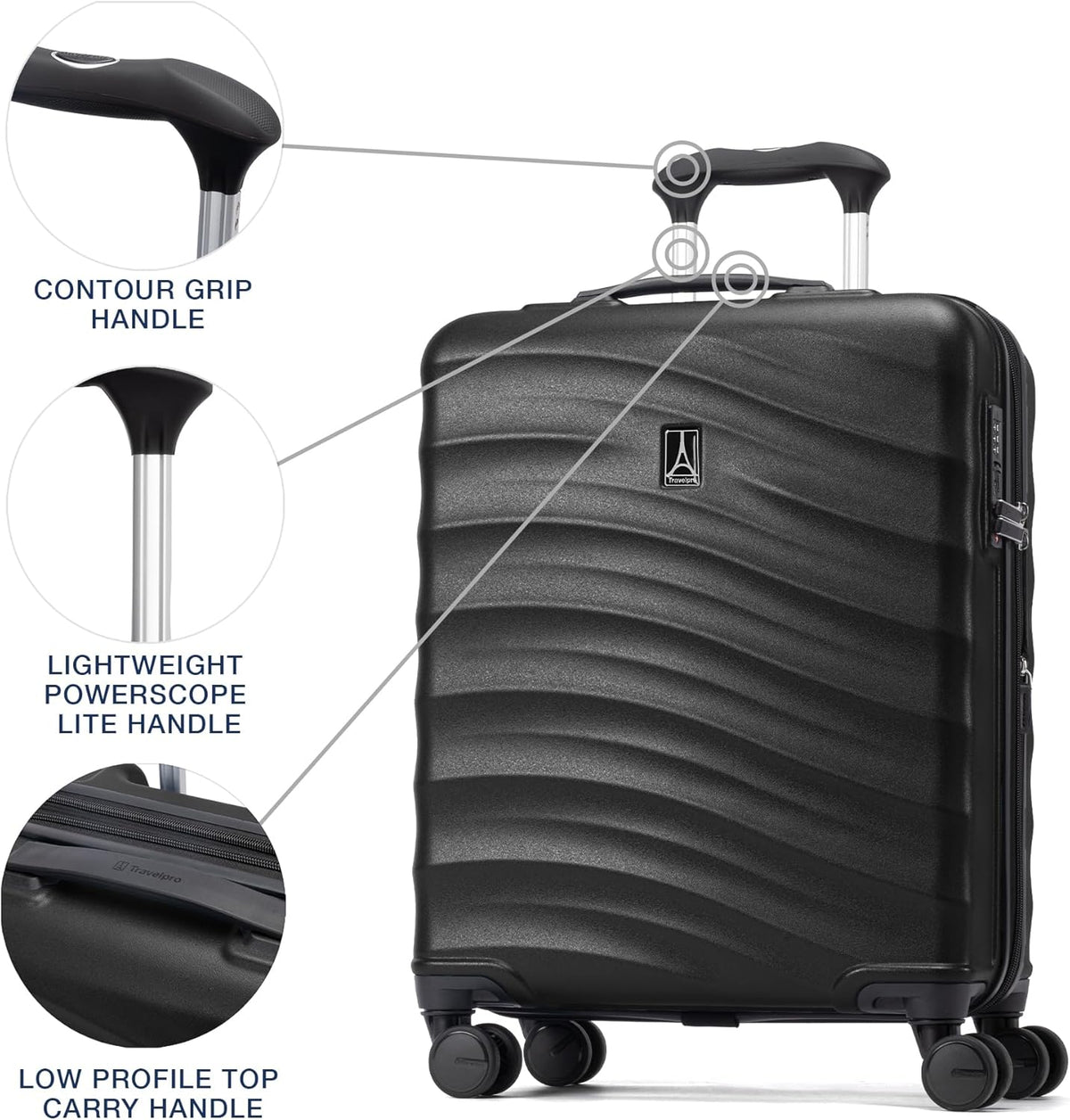 Travelpro Maxlite Air V2 Hardside Expandable Carry on Luggage, 8 Spinner Wheels, Lightweight Hard Shell Suitcase, TSA lock, Black, International Carry On 18-Inch