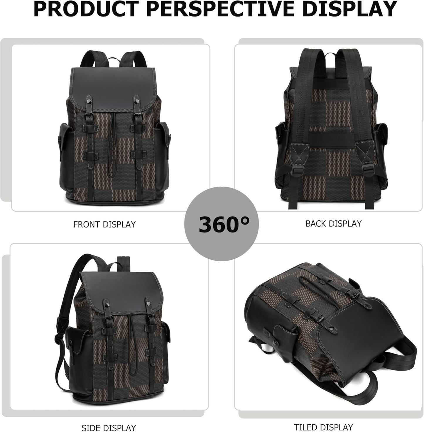 KingTo Laptop Backpack for Men Luxury Anti-Theft Travel Backpack Casual Business Waterproofing Computer Bag (A-Brown)