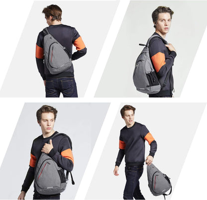 mixi Sling Bag Men Backpack Unisex One Shoulder Bag Hiking Travel Backpack Crossbody with USB Port for Men Women Versatile Casual Daypack-20 inch,Gery