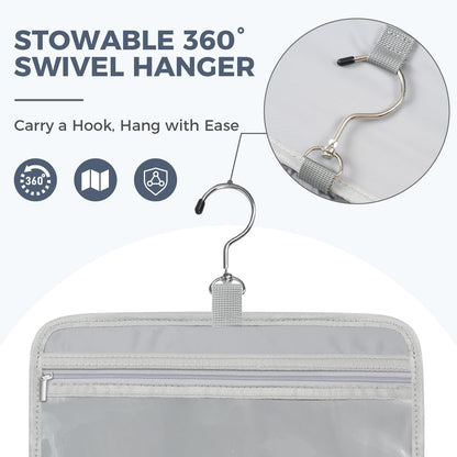 Toiletry Bag For women,Portable Hanging Organizer,4 Leakproof Compartment for full-sized Conditioner, Brushes Set, Makeup Accessories,Visible and easy to access.L-blue