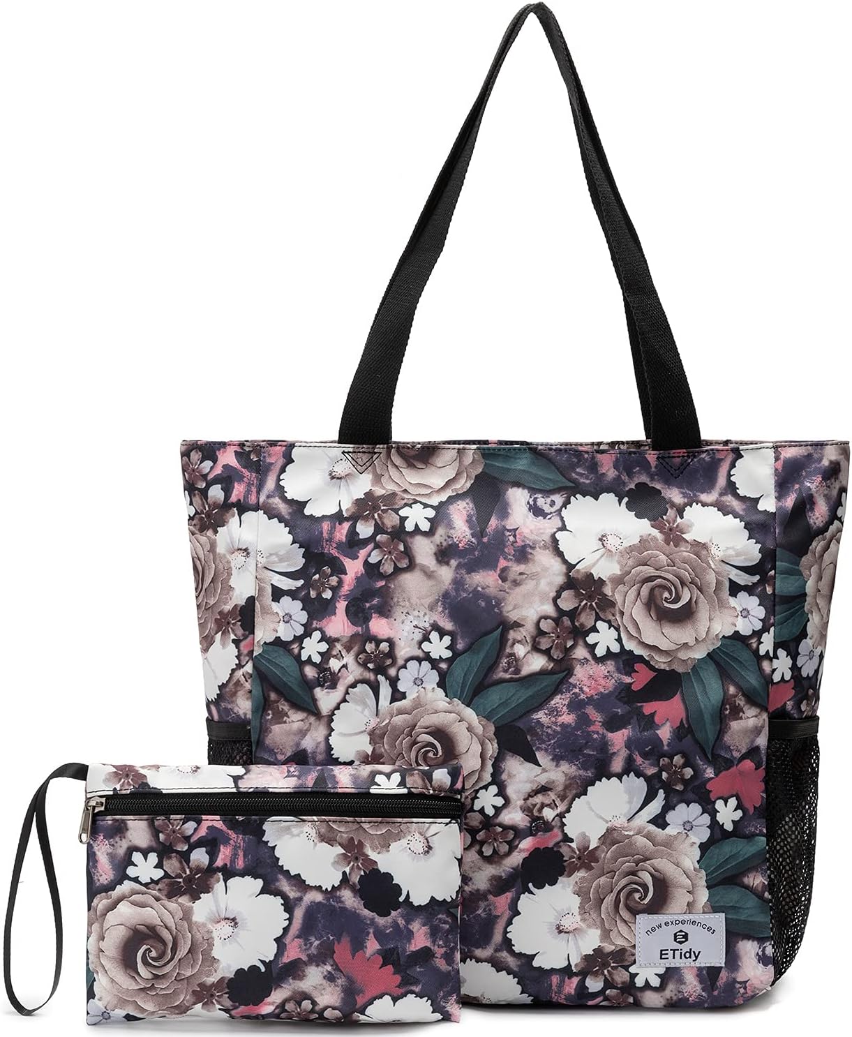 ETidy Large Capacity Foldable Tote Bag With Zipper Water-resistant SandproofWomen Beach Bag Handbag GymBag Travel ShoppingBag