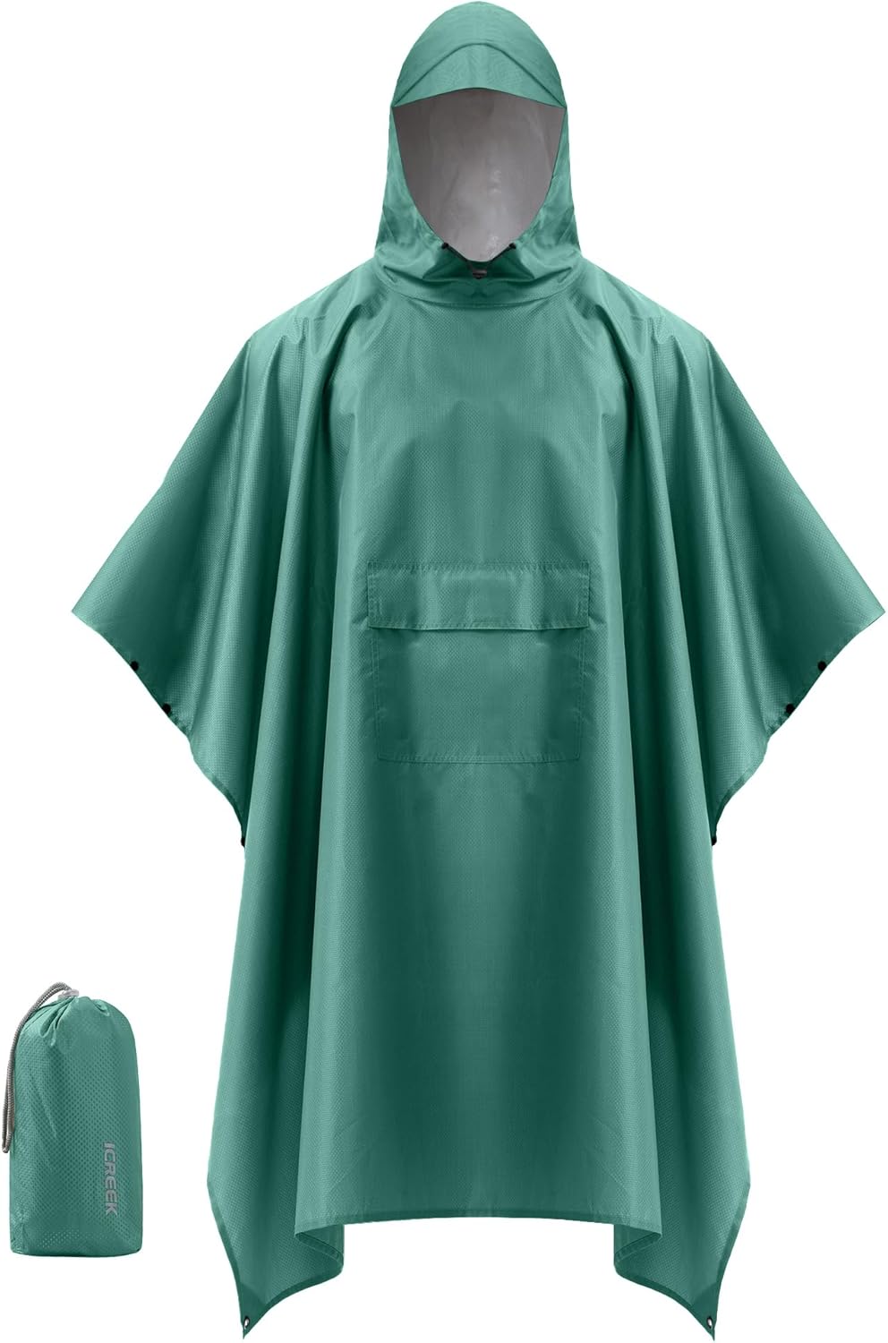 iCreek Hooded Rain Poncho with Pocket Waterproof Lightweight Unisex Raincoat Jacket for Hiking, Camping, Outdoor