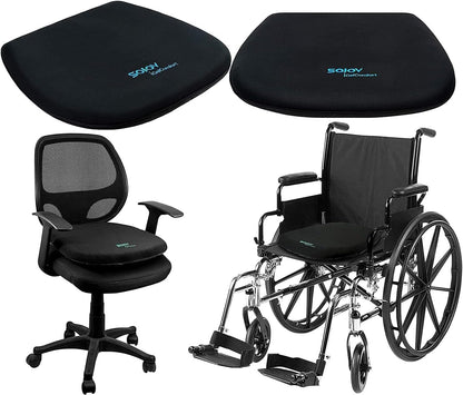 Sojoy Coccyx Gel Seat Cushion- Orthopedic Memory Foam Chair Cushions for Home Kitchen Office Desk Car Truck Airplane (Black)