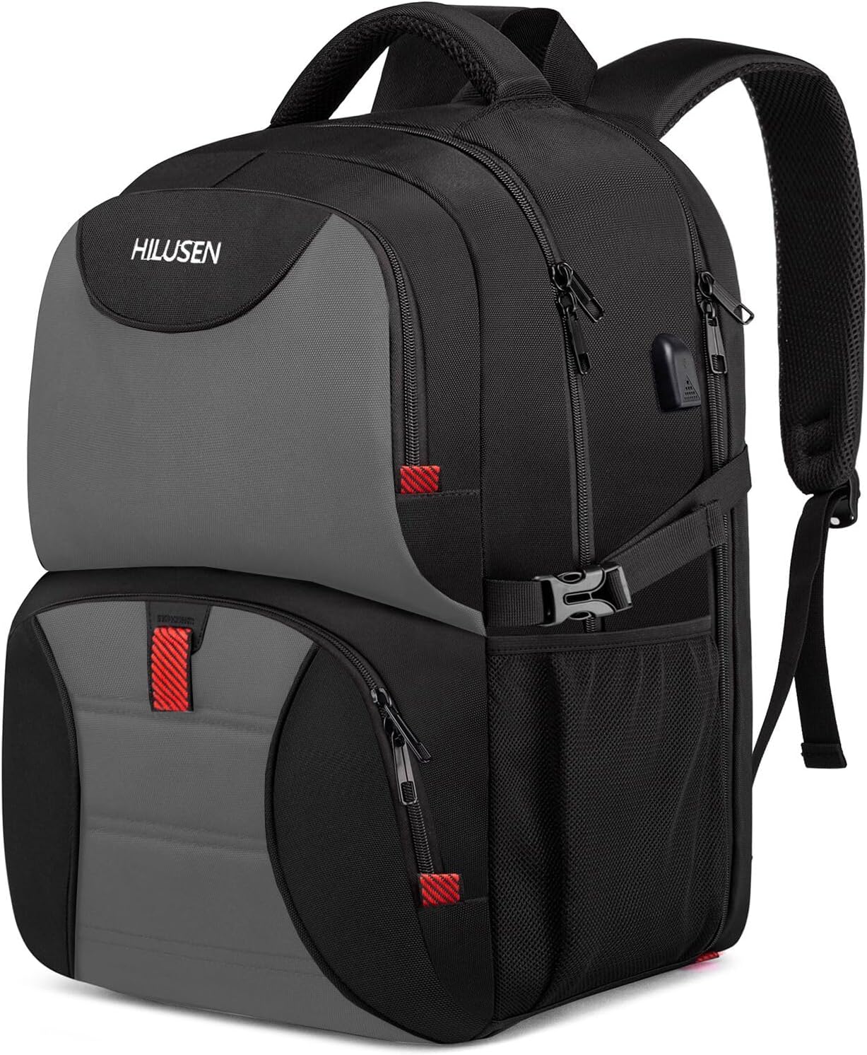 Lunch Bag Backpack, Insulated Cooler Lunch Box Backpack, Extra Large 17inch Travel Laptop Backpack 50L with USB Charging Port, Water Resistant Big work Backpack for Men Women , Grey