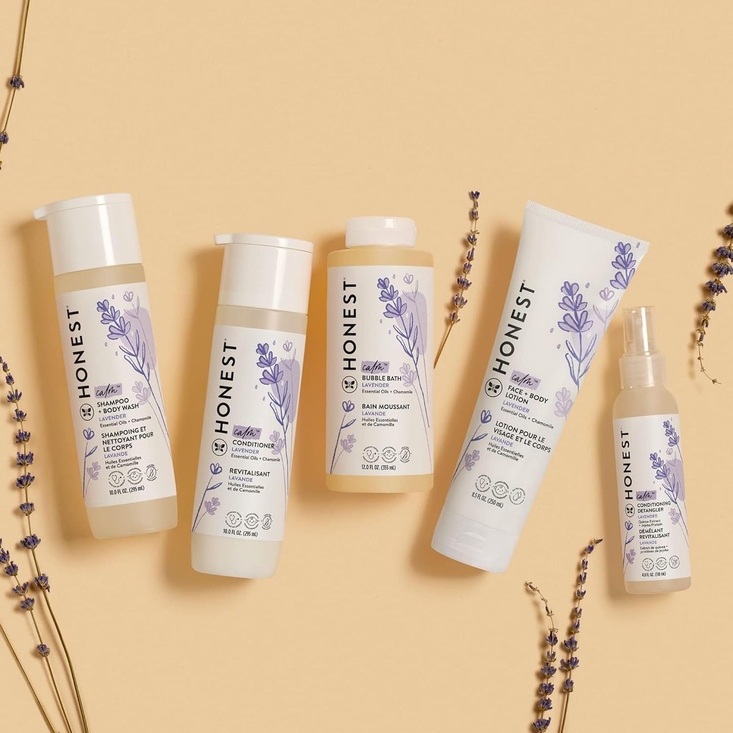 The Honest Company Silicone-Free Conditioner | Gentle for Baby | Naturally Derived, Tear-free, Hypoallergenic | Lavender Calm, 10 fl oz