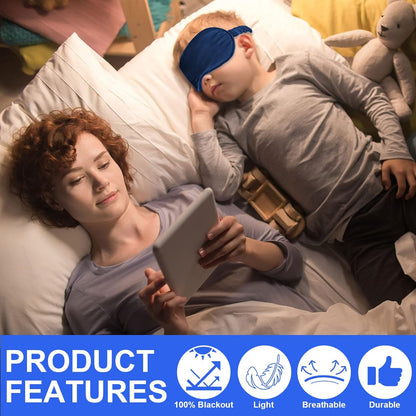 2Pack Silk Sleep Mask,Eye Mask for Sleeping,Elastic Blackout Eye Mask & Blindfold for Full Night's Sleep,Travel and Nap(Black+Navy Blue)