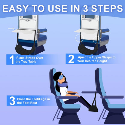 Airplane Travel Foot Hammock, Perfect Airplane Footrest to Relax Feet, with an Adjustable Length, Foot Hammock Essential for Relaxing During Work or Travel