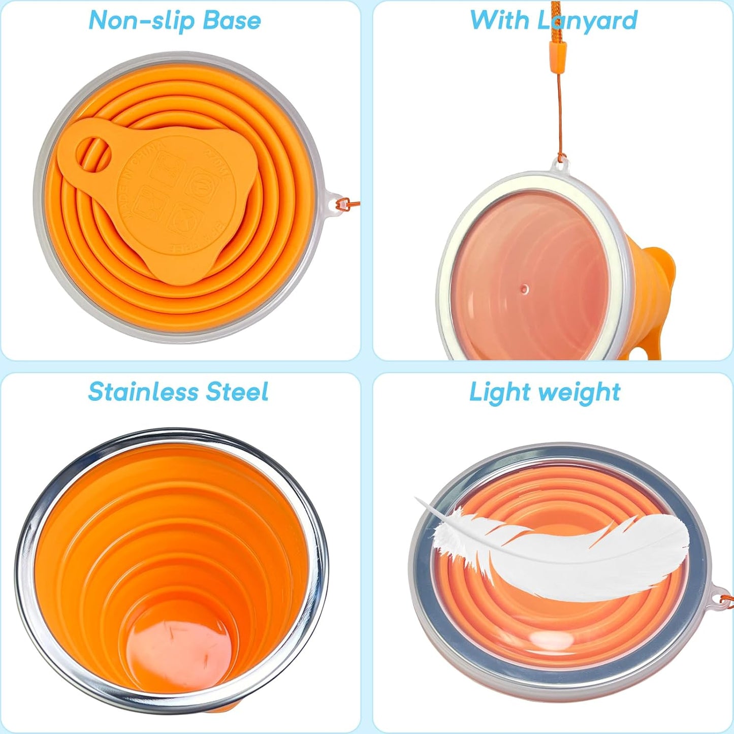 Guyuyii 4 Pack Collapsible Cup - Silicone Drinking Mug with Lids - Collapsible Cups for Traveling, Camping, Backpacking, On The Go, Everyday Use