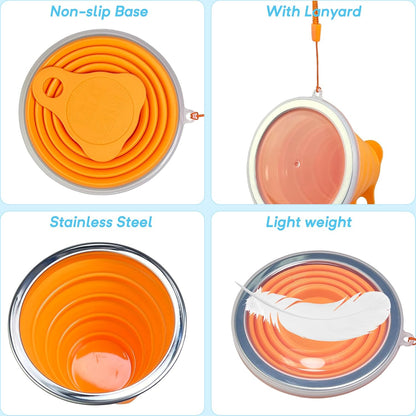 Guyuyii 4 Pack Collapsible Cup - Silicone Drinking Mug with Lids - Collapsible Cups for Traveling, Camping, Backpacking, On The Go, Everyday Use