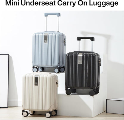 Hanke 14 Inch Underseat Carry On Luggage with Wheels, Lightweight, Waterproof, TSA-Approved, Suitcase, Ivory White