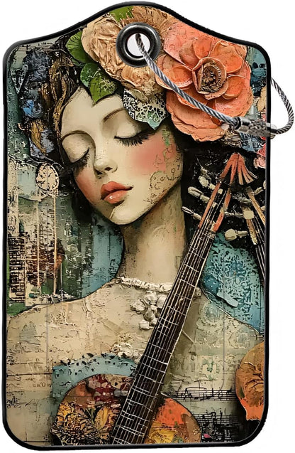 Luggage Tags for Suitcases, 2-Pack PU Leather for Cruise & Travel, Baggage ID Tags with Privacy Cover & Address Card, Durable Metal Ring, Kids Adults Travel Accessories, Floral Serenade