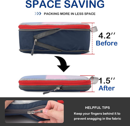 Cipway Mesh Compression Packing Cubes, Ultralight See Through Luggage Organizer Bags, Travel Essentials for Carry on Suitcase（3 Pcs,Blue）