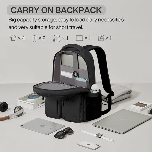 mixi Travel Laptop Backpack, Lightweight Durable School Bookbag Men Woman 15.6" Computer Bag, Water Resistant Outdoor Hiking Backpacks With Multifunction Pockets, 17 Inch, Black