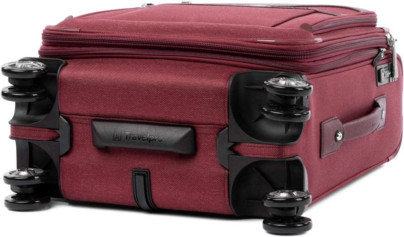 Travelpro Platinum Elite Softside Expandable Carry on Luggage, 8 Wheel Spinner Suitcase, USB Port, Men and Women, International, Bordeaux Red, Carry On 19-Inch