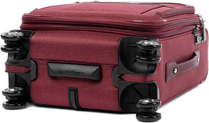 Travelpro Platinum Elite Softside Expandable Carry on Luggage, 8 Wheel Spinner Suitcase, USB Port, Men and Women, International, Bordeaux Red, Carry On 19-Inch