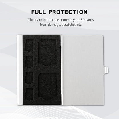 Aluminum SD Card Case, 6Slots Ultrathin SD Card Holder, Memory Card Storage Holder, Fit for 2 SD Card, 4 Micro SD Card, Silver