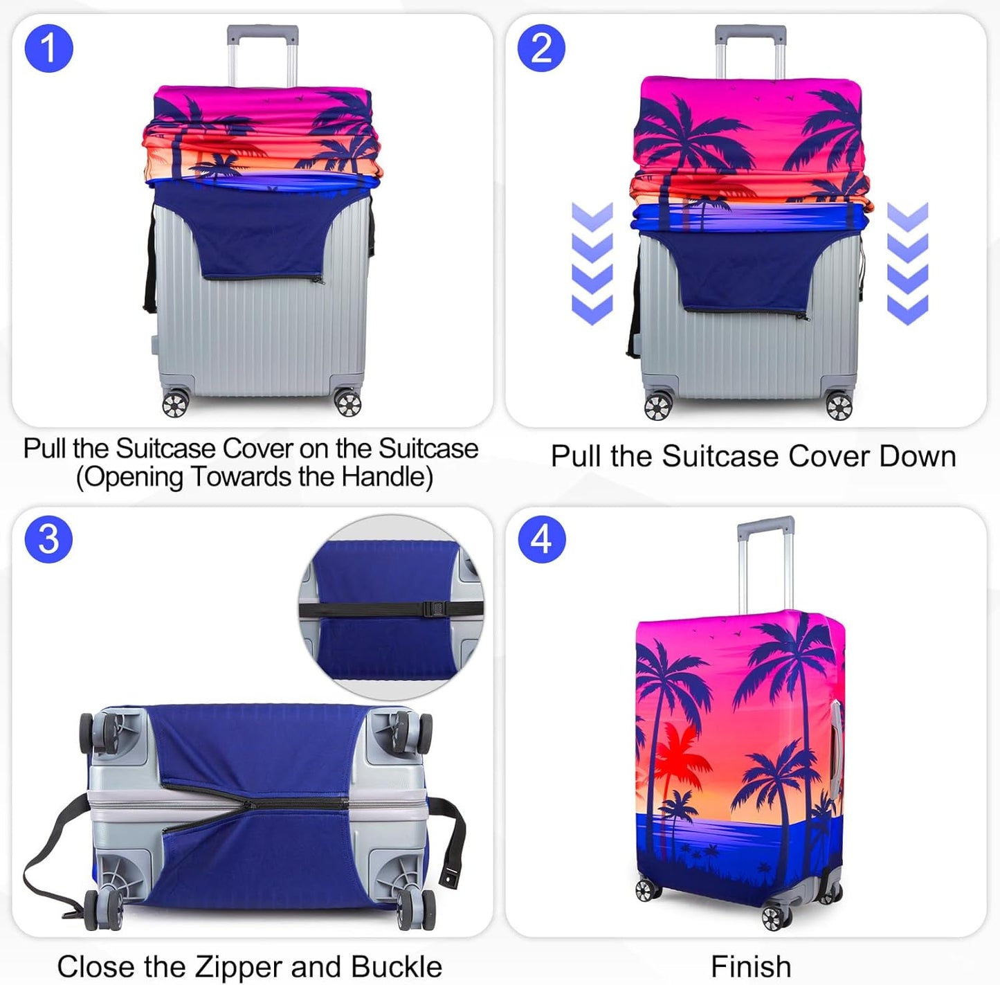 Pink Dino Suitcase Luggage Cover, Thick Suitcase Cover for Carry on Luggage Protector Fits 18-30 Inch Case