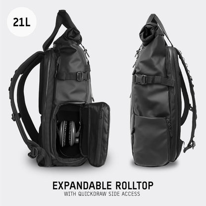 WANDRD PRVKE 21L, V3 Backpack: Weather-Resistant Travel & Camera Backpack with Laptop Sleeve, Quick Side Access, Clamshell Opening – Ideal Photography & Travel Bag (Black)