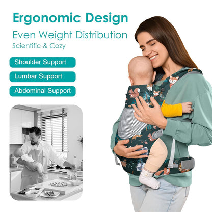 Newborn Baby Front Carrier Backpack, Toddler Baby Body Carrier, 7-66 Lbs Ergonomic Design, Lumbar Support, Lightweight