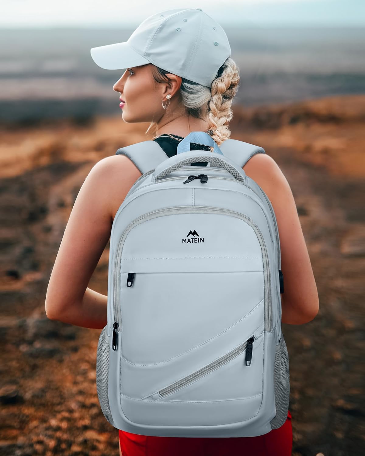 MATEIN College Backpack Women, 17 Inch Large Capacity School Laptop Bookbag with USB Port for Teachers, Water Resistant Nursing Work Computer Backpack, Multiple Pockets Travel Daypack, Haze Blue