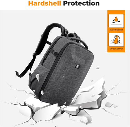K&F Concept Camera Backpack,Hardshell Photography DSLR Camera Bag with 15-15.6 Inch Laptop Compartment Waterproof Hard Shell Camera Case Compatible with Canon/Nikon/Sony/DJI Mavic Drone