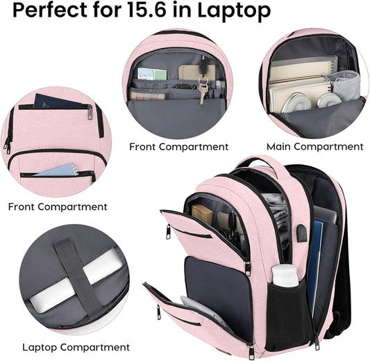 Backpack for Girls Women, School Backpack for Teen Boys, Lightweight Casual High School Bookbag, Daily-use Travel Laptop Backpack with USB Charging Port Fits 15.6 Inch Notebook