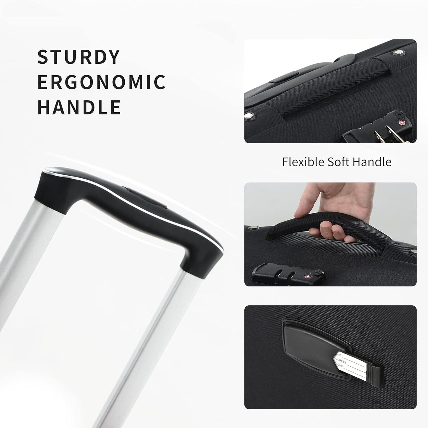 Merax Softside Luggage Set Softshell Lightweight 3 Piece Spinner Suitcase 22" 26" 30" Black