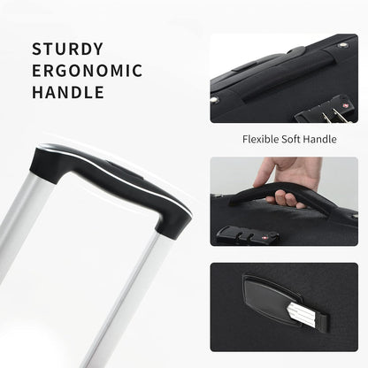 Merax Softside Luggage Set Softshell Lightweight 3 Piece Spinner Suitcase 22" 26" 30" Black